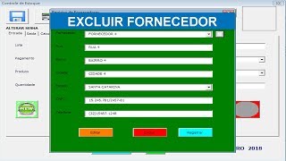 Botão Excluir Fornecedor via Formulário VBA  Controle de Estoque Excel  Aula 93 [upl. by Nnov]