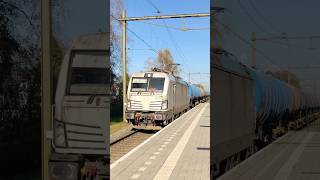 Witte vectron 193 515  blauwe ketelwagens  ELL 193 227 passeert station Brummen treinwereld [upl. by Berliner861]