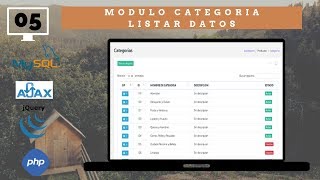 Desarrollo web con PHP y MYSQL  Modulo categoría  Listar 05 [upl. by Tootsie]