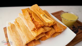 Los Mejores Tamales de Carne Frijoles y Queso  quotEl Saborcito Rojoquot [upl. by Anirak]