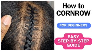 HOW TO CORNROW for beginners VERY EASY amp DETAILED  how to french braid [upl. by Mattson]