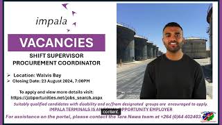 🛢️Vacancy Impala Terminals Shift Supervisor Procurement Coordinator Closing Date 23 Aug 2024 [upl. by Neelrahc]