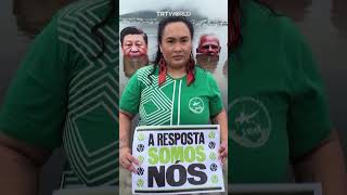 Indigenous protesters in Brazil sink cutouts of G20 leaders to demand climate action [upl. by Thomas569]