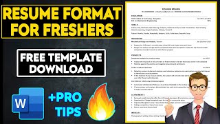 Resume Format for Freshers 🔥  Step by Step  Ms Word  Best Template for Fresher [upl. by Kiona506]