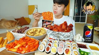 ASMR MUKBANG 직접 만든 대왕 가래떡 떡볶이 불닭볶음면 김밥 양념 치킨먹방 amp 레시피 FIRE NOODLES AND Tteokbokki EATING SOUND [upl. by Enaira]