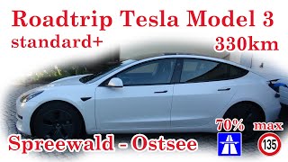 Roadtrip Tesla Model 3 standard 330km Spreewald  Ostsee [upl. by Eicyal761]