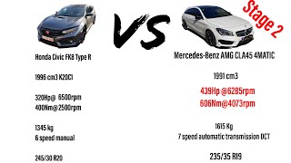 Honda Civic FK8 vs Mercedes AMG CLA45 Stage 2 [upl. by Eciened]