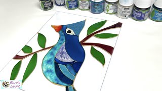 LOOK AT MY Blue Bird on Glass with Pebeo Vitrail [upl. by Maxey190]