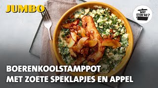 Wat eten we Boerenkoolstamppot met zoete speklapjes en appel [upl. by Kcirderf]