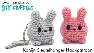 Konijn sleutelhanger Amigurumi knuffel haken voor beginners  Nederlands [upl. by Sturges436]