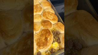 Breakfast Casserole eggs sausage bacon cheese biscuit breakfast breakfastcasserole ovenbaked [upl. by Bloom923]