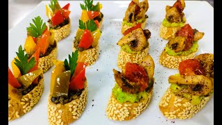 Bruschetta  Italian bruschetta  open sandwich recipe  canapes recipe [upl. by Sivolc905]