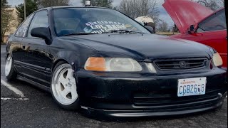 MY 1997 HONDA CIVIC COILOVER SETUP  CARS amp COFFEE [upl. by Urata]