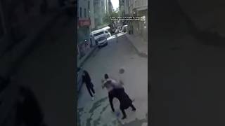 Earthquake sends chunks tumbling at people in streets below [upl. by Winnifred]