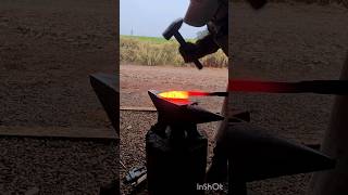 Forging a knife from an old 52100 steel bar forge knife knifemaking [upl. by Eidnyl]