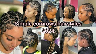 Simple cornrows hairstyles 2024  All back cornrow braids styles  Braids Hairstyle [upl. by Whiteley]