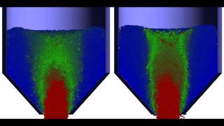 Silo flow cohesionless left small cohesion right [upl. by Netfa]