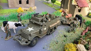 135 diorama M3A1 half track Monogram armoured personnel carrier and infantry [upl. by Neelear]