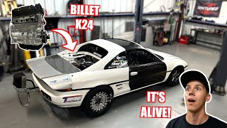 First Start on The Mr2s New BILLET K24 [upl. by Ahsiloc]