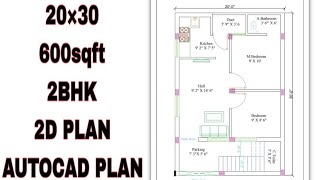 20 30 House Plan  20 30 Ka Ghar Ka Naksha  600 sqft House Plan [upl. by Cohligan]