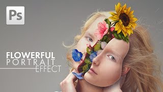 Photoshop Tutorial Flowerful Portrait Effect [upl. by Claudio]