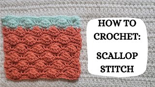 How To Crochet Scallop Stitch  Tutorial DIY Beginner Easy Crochet Lace Pretty LoveCuteFun🧡 [upl. by Lamok356]