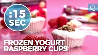 Frozen Yogurt Raspberry Cups  15SecondRecipe [upl. by Llenwad]