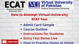 How to attempt ECAT test in Virtual University of Pakistan Complete Detail [upl. by Uolymme889]