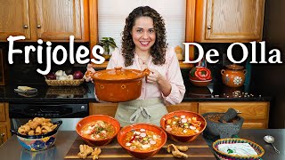 Authentic FRIJOLES DE LA OLLA cooked in a CLAY POT  Mexican BEAN recipe  Villa Cocina [upl. by Ibor]