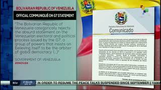 Venezuela Official communiqué on G7 statement [upl. by Enilrae]