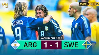 ARGENTINA ELIMINATED WITH A GREAT FREE KICK GOAL FROM SWEDEN IN THE 2002 WORLD CUP [upl. by Enilesor]