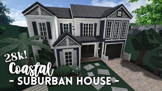 bloxburg  ꒰ 28k ꒱ 🌴 two story coastal suburban house layout ꒰ no advanced placing layout build ꒱ [upl. by Esined]