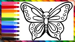 DESENHAR E COLORIR UMA BORBOLETA ARCO ÌRIS FOFO 🦋🌈 DESENHOS PARA CRIANÇAS [upl. by Akiam]