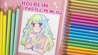 50 PASTEL DREAM pencils 🌈 from Holbein · Review  Tutorial [upl. by Nodnol]