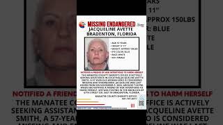 57 YEAR OLD JACQUELINE AVETTE IS MISSING FROM BRADENTON FLORIDA HELP BRING HER HOME SAFE [upl. by Mauceri]