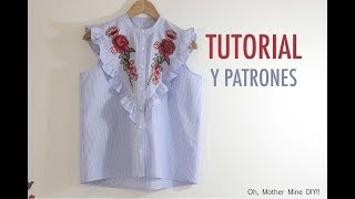 DIY Costura Camisa con volante bordada patrones gratis [upl. by Meaghan165]