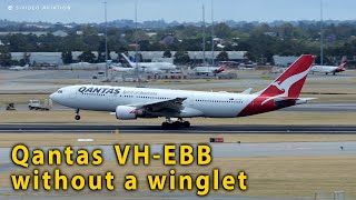 Qantas Airways VHEBB missing a winglet departs RW24 at Perth Airport [upl. by Gratianna250]