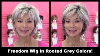 NEW Freedom Wig in Rooted Grey Colors Average and Large Size Godivas Secret Wigs Video [upl. by Ravi]