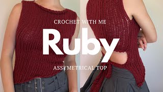 knit look CROCHET sleeveless asymmetrical top tutorial [upl. by Alahs]