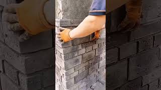 Exterior wall black brick decoration process [upl. by Ytak]