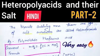 Heteropolyacids amp their saltshindiMsc chemistryinorganic chemistry sem2 heteropolyacids salts [upl. by Haissi]