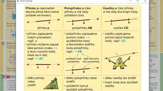 Opakování přímka polopřímka úsečka Geometrie pro 5roč str 3 cv 1 [upl. by Nerwal]