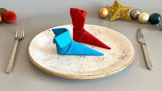 🎅 Fold a Napkin into Christmas Boots  Fun amp Festive Table Decoration 🎅 [upl. by Leterg]