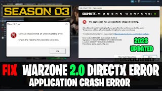 How To Fix Call Of Duty Warzone 20 DirectX Error amp Gamesteamshipexe Error Updated 2023 [upl. by Affrica]