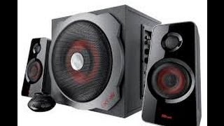 Trust Tytan 21 Lautsprechersystem mit Subwoofer schwarzrot Trust GXT 38 FULLHD GER [upl. by Marchak]