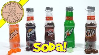 Jelly Belly Candy Pop Bottles  Orange amp Grape Crush 7UP AampW Root Beer Dr Pepper Flavors [upl. by Aiykan115]