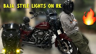 installing amp upgrading the lights on my Harley Davidson roadking  Baja style lights 🔥 [upl. by Noelc531]