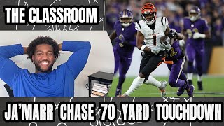 JA’MARR CHASE GETS THE BALL 70 YARD TOUCHDOWN VS THE BALTIMORE RAVENS  THE CLASSROOM [upl. by Nodanrb165]