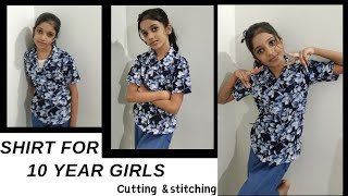 Simple Shirt cutting and stitching  Shirt for 10 year Girls [upl. by Hermina450]