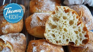 Ciabatta Brötchen ohne kneten  stressfrei und lecker [upl. by Earehs478]